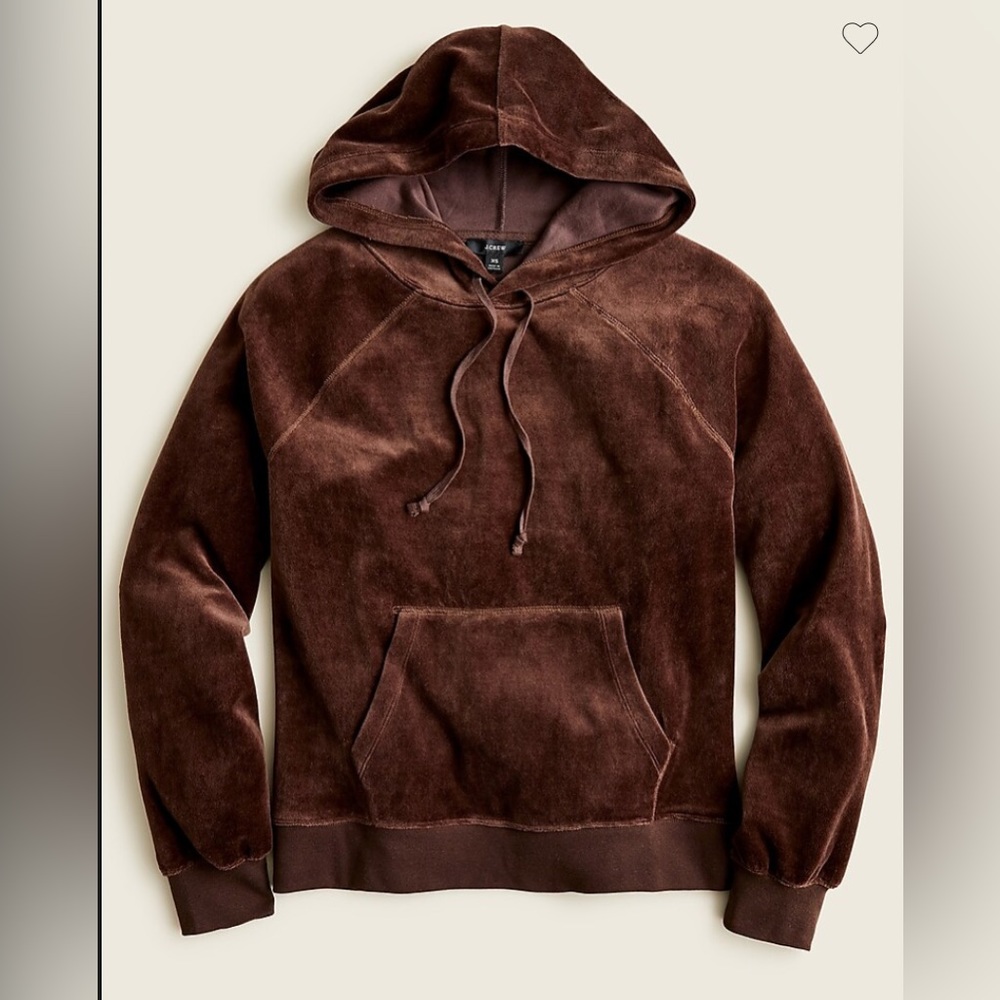 Women’s J.Crew Relaxed Deep Chocolate Pullover Velour Hoodie